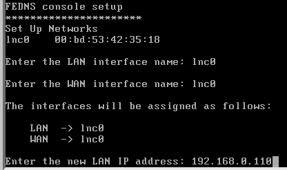 设置LAN IP地址界面