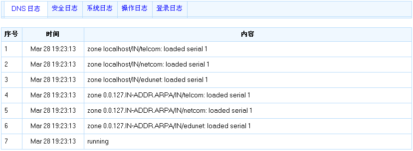 DNS日志界面